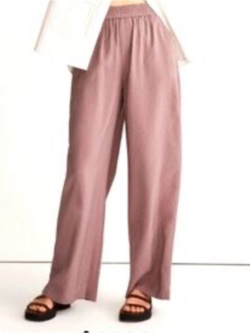 Madewell Wide-Leg Elastic Waist Pants in Dusty Rose